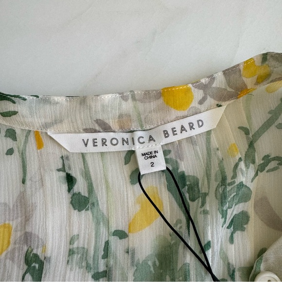 Veronica Beard Walker Pintucked Silk Blouse Sz 2 - Picture 5 of 11